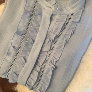 Blue ruffle blouse